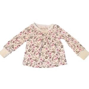 🍁2/$7🍁CHEROKEE Light Blue Purple Brown Owl Floral Long Sleeve Shirt